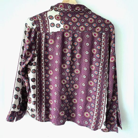 NATURA anthropology Womens Blouse print boho chic Long sleeve viscose S - Picture 12 of 16